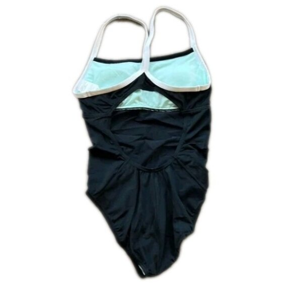 Nike Swimsuit Size 10 or MEDIUM BLACK WHITE PURPLE - Picture 2 of 4